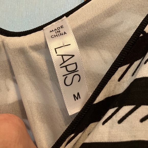 Lapis M Black & White Lightweight Flowy Tank Style Jumpsuit - Picture 3 of 3